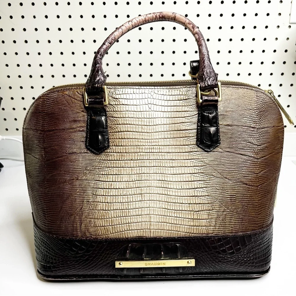 Brahmin | Vivian Sable Pennfield Ombré Pearlescent Leather Satchel Handbag